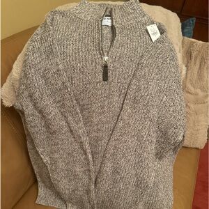NWT Old Navy Quarter-Zip Mock-Neck Sweater Grey Tweed Men’s Size M
